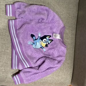Purple Sherpa Sweatshirt with Cartoon Bluey